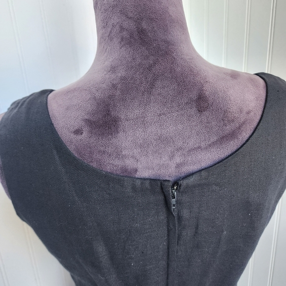 Richie Freeman For Teri Jon Black Tan Beige 100% Linen Sleveless Aztec Dress 6 - Picture 14 of 14